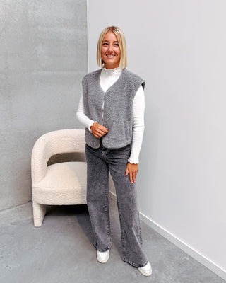 ISA TEDDY GILET - GREY - By Lenz