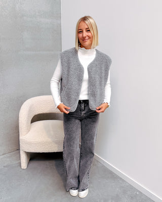 ISA TEDDY GILET - GREY - By Lenz