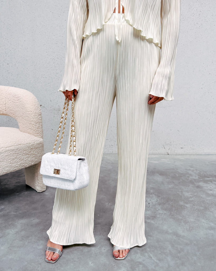 MATILDE PLEATED PANTS - OFF WHITE - By Lenz