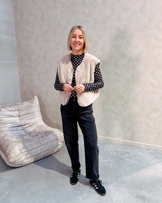 FARAH FUZZY GILET - BEIGE