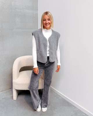 ISA TEDDY GILET - GREY - By Lenz