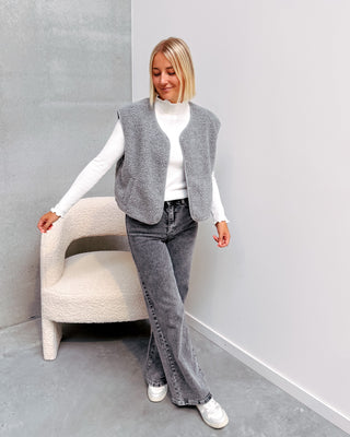 ISA TEDDY GILET - GREY - By Lenz
