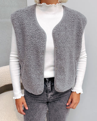 ISA TEDDY GILET - GREY - By Lenz