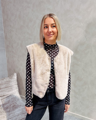 FARAH FUZZY GILET - BEIGE