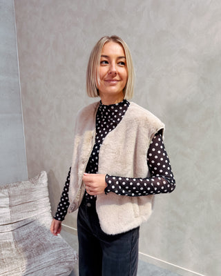 FARAH FUZZY GILET - BEIGE