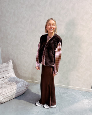 FARAH FUZZY GILET - BROWN