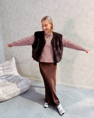 FARAH FUZZY GILET - BROWN