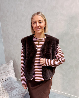 FARAH FUZZY GILET - BROWN
