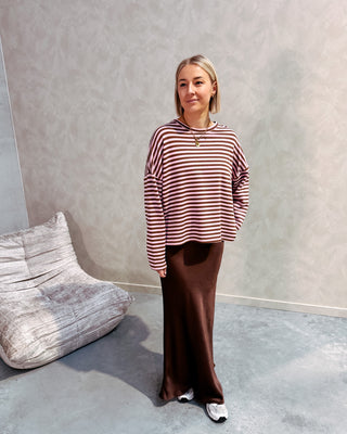 LOEKA STRIPED LONGSLEEVE - BROWN/ROSE