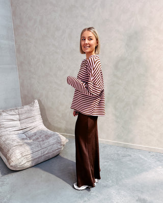 LOEKA STRIPED LONGSLEEVE - BROWN/ROSE