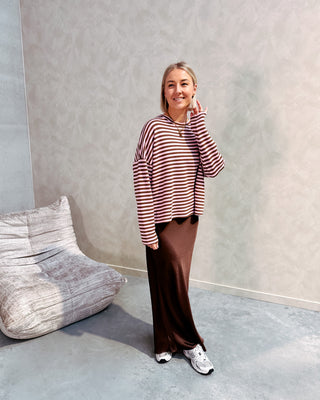 LOEKA STRIPED LONGSLEEVE - BROWN/ROSE