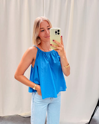 NOELLE BRAIDED STRAP TOP - AZURE BLUE - By Lenz