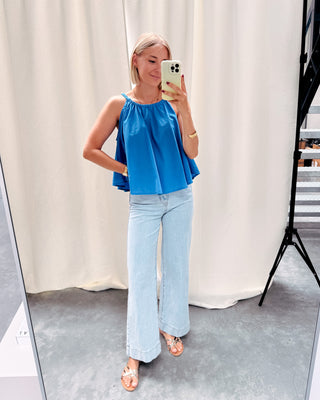 NOELLE BRAIDED STRAP TOP - AZURE BLUE - By Lenz