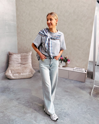 SWEET BOW TEE - GREY - By Lenz