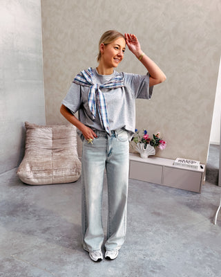 SWEET BOW TEE - GREY - By Lenz