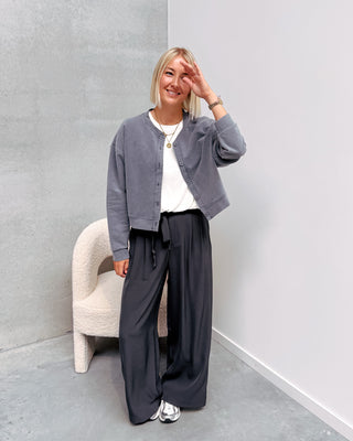 MONACO CROPPED WASHED GILET - GREY - By Lenz