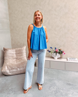 NOELLE BRAIDED STRAP TOP - AZURE BLUE - By Lenz