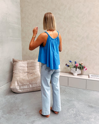 NOELLE BRAIDED STRAP TOP - AZURE BLUE - By Lenz
