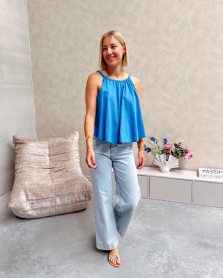 NOELLE BRAIDED STRAP TOP - AZURE BLUE - By Lenz