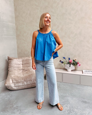 NOELLE BRAIDED STRAP TOP - AZURE BLUE - By Lenz