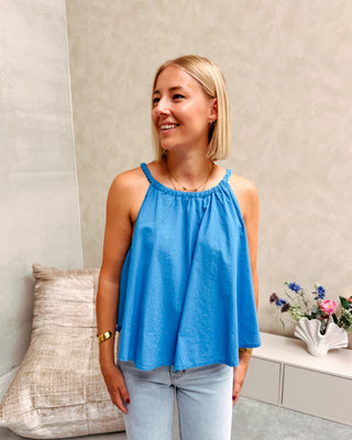 NOELLE BRAIDED STRAP TOP - AZURE BLUE - By Lenz