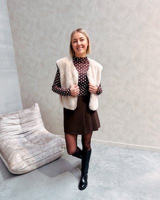 FARAH FUZZY GILET - BEIGE