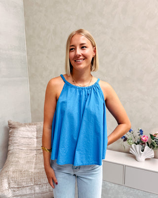 NOELLE BRAIDED STRAP TOP - AZURE BLUE - By Lenz