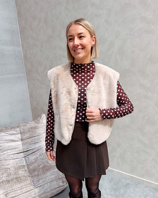 FARAH FUZZY GILET - BEIGE