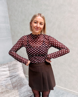 POLKA CHIC MESH TOP - CHOCOLAT