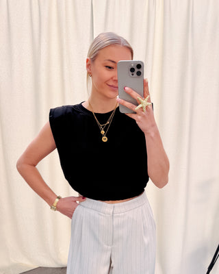 POWER SHOULDER TOP - BLACK - By Lenz