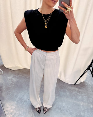 PHARA PINSTRIPE CREAM TROUSERS - By Lenz