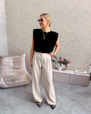 PHARA PINSTRIPE CREAM TROUSERS - By Lenz