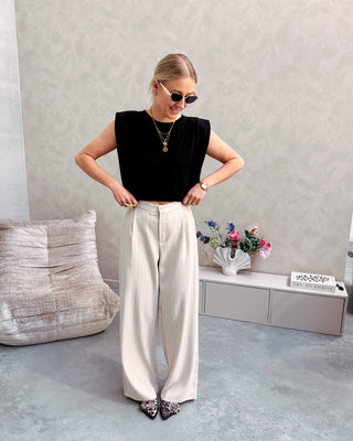 POWER SHOULDER TOP - BLACK - By Lenz