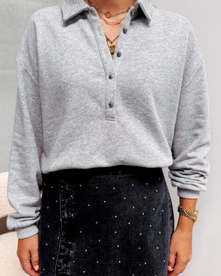 DELPHINE POLO SWEATER - GREY - By Lenz