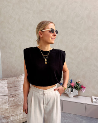POWER SHOULDER TOP - BLACK - By Lenz