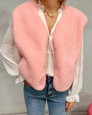 ISA SPRING TEDDY GILET - LIGHT PINK - By Lenz