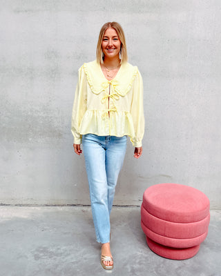 CAMILLE COLLAR & BOW BLOUSE - YELLOW - By Lenz