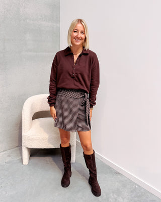 DELPHINE POLO SWEATER - BROWN - By Lenz