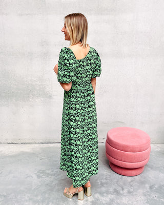 RUBINA DRESS - GREEN FLOWER PRINT - By Lenz