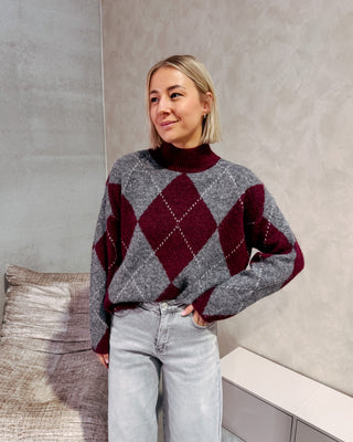 HIGHLAND COZY KNIT - BURGUNDY/ROSE - By Lenz