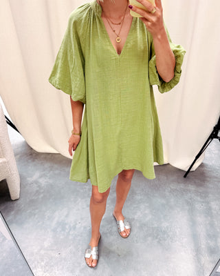 FIORE DRESS - OLIVE - By Lenz