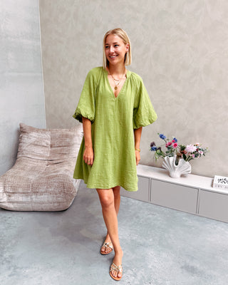 FIORE DRESS - OLIVE - By Lenz