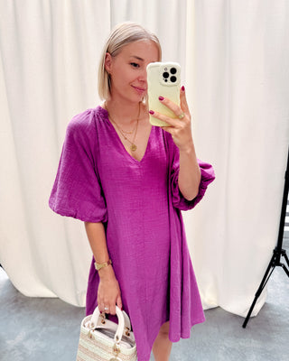 FIORE DRESS - AUBERGINE - By Lenz