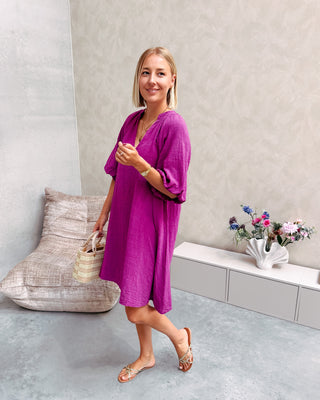 FIORE DRESS - AUBERGINE - By Lenz