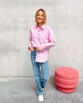 LIZZIE STRIPED SHIRT - PINK/LIGHT BLUE - By Lenz