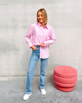 LIZZIE STRIPED SHIRT - PINK/LIGHT BLUE - By Lenz