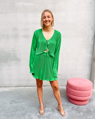 JACKIE PLEATED TOP - GREEN - By Lenz