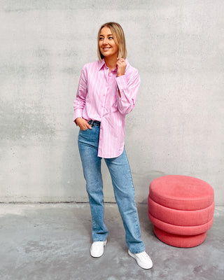 LIZZIE STRIPED SHIRT - PINK/LIGHT BLUE - By Lenz