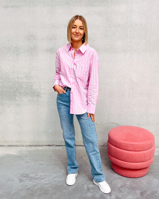 LIZZIE STRIPED SHIRT - PINK/LIGHT BLUE - By Lenz