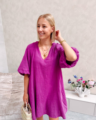 FIORE DRESS - AUBERGINE - By Lenz